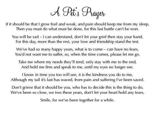 Sympathy Dog Card - Pets Prayer verse