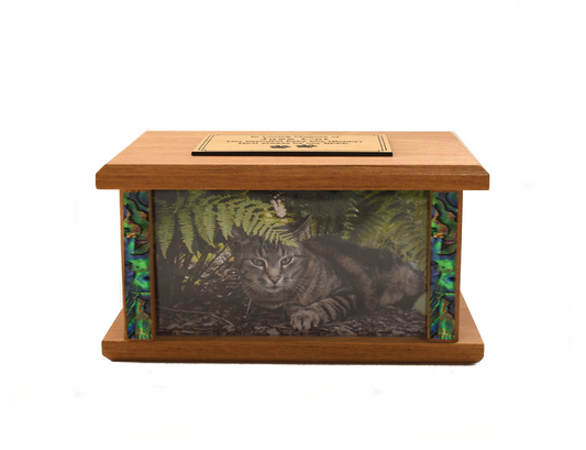 Photo Podocarp Wooden Urn Overlap #3 with Paua