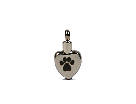 Remembrance Pendant - Silver Heart + Black Paw